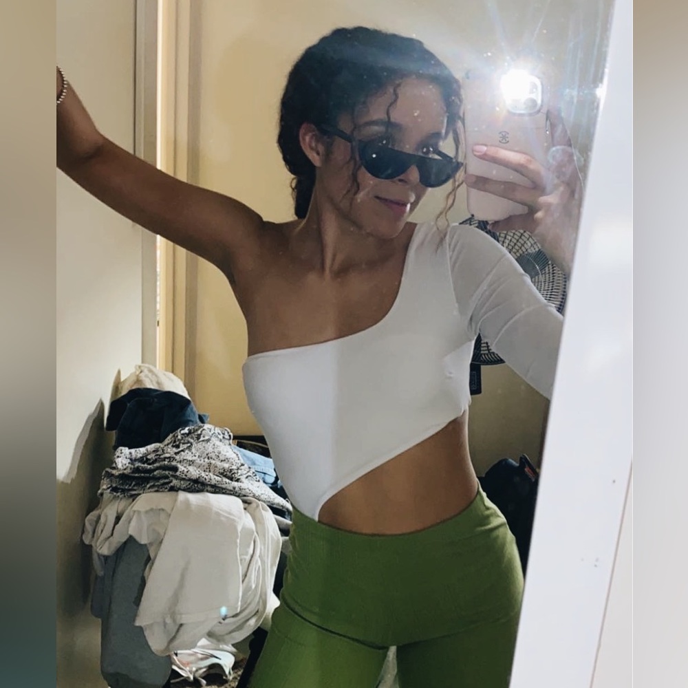 Fashion Nova White Cut Out Long Sleeve Bodysuit